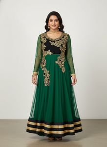 Elegant Green & Gold Indian Dress