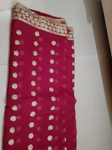 Embroidered Red Saree
