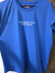 Blue "Stronger Than Yesterday" T-Shirt