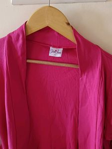 Stretchable Pink Shrug Jacket With Pocket