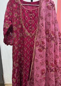 Beautiful Pink Floral Kurta Set with dupatta