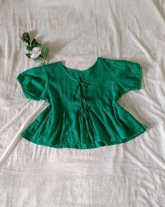 Emerald Green Tie-Front Top