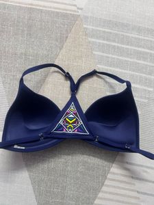 Navy Blue Bikini Top with Trim