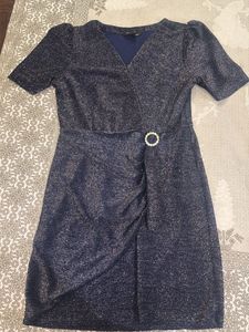 Sparkly Navy Blue Wrap Dress