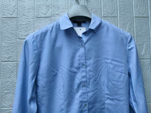 Korean Pintrest Classic Blue Button-Down Shirt