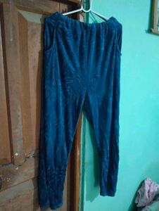 length 42,Blue Velvet Wide-Leg Pants