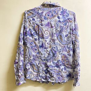 Paisley Print Button-Up Blouse