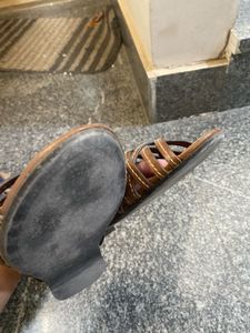 Stylish Brown Woven Flat Sandals-36