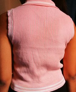 Pink Sleeveless Polo Top