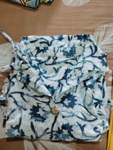 Blue & White Printed Kurta