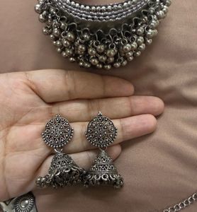 Navratri Oxidized earrings with Kada