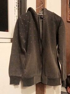 Gray Hooded Zip-Up Sweatshirt
