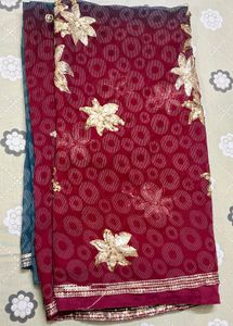 Vintage Red Sequin Saree