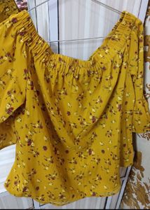 Yellow Floral Off-Shoulder Top