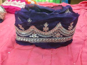 Embroidered Purple Fabric Scarf