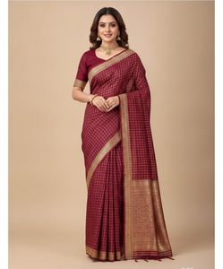 Beautiful Maroon Saree with Gold Border