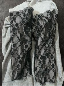 Y2k Sweatshirt Distressed Lace sleeve