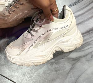 Chunky White Fashion Sneakers
