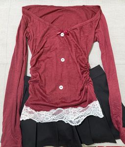 Cozy Long Sleeve Top with Lace Trim