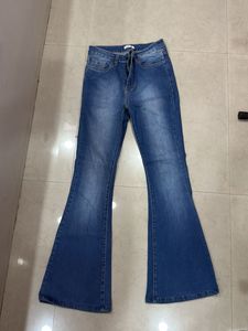 Women's Flared Blue High Waist Denim Jeans
