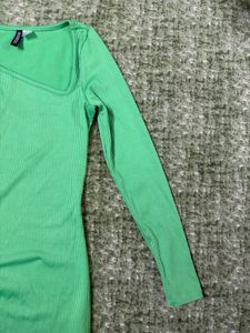 Lime Green Ribbed Bodycon Dress