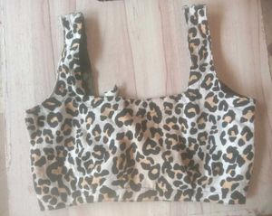 Leopard Print Blouse / Crop Top with Toe Back