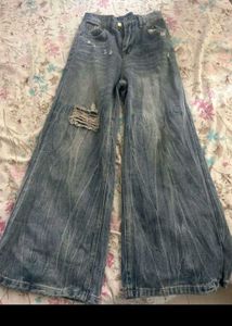 Wide Leg Distressed Jeans