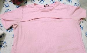 Trendy Pink Cutout T-Shirt