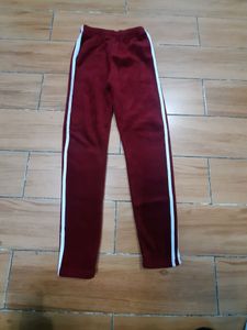 Maroon Track Pants with White Stripes
