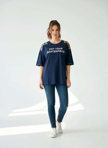 Navy Graphic Print Oversized T-shirt