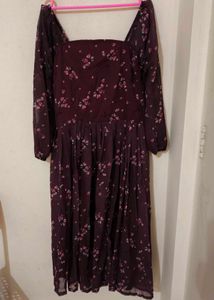 Floral Print Square Neck Dress