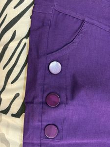 Stylish Purple Buttoned Skinny Pants