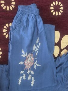 Embroidered Blue Co-Ord Set