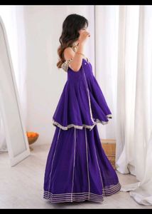 Vibrant Purple Layered Kurta Set with mirror dupat