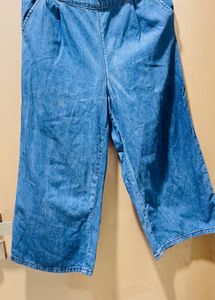 Blue Wide Leg Denim Pants