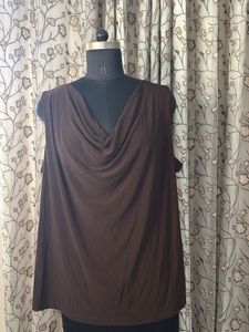 Chic Brown Drape Neck Top