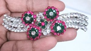 Hair Clip Rani , Green And White Colour Stone