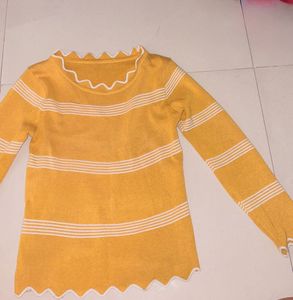 Stylish Striped Yellow Sweater