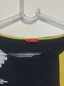 W for women Stylish Black Kurta with Yellow Accent