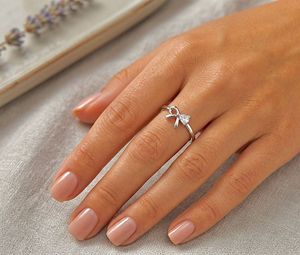 Cute Bow Ring with Crystal Accent