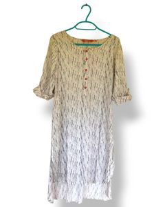 Elegant Striped White Cotton Kurta