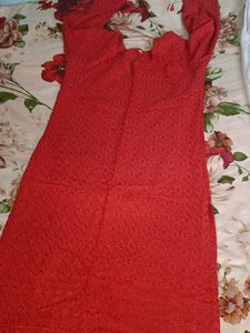 Red Kurta and White Pajama set