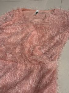 Fuzzy Pink Wrap Dress