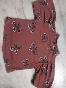 Stylish Floral Print Peach Top