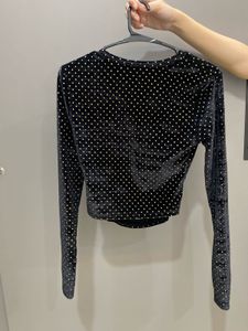 velvet with golden beads crop top