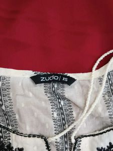 White &amp; Black Striped Kurta