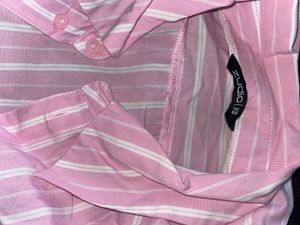 Pink Striped Cropped Shirt