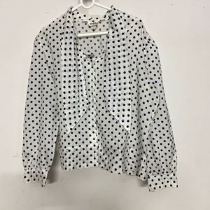 Chic Polka Dot Bow Blouse