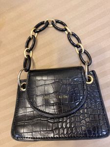 Stylish Black Croc Embossed Handbag