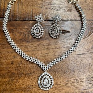 Sparkling Diamond Necklace and Earring Set
